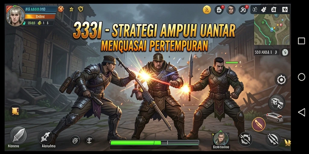 Tangkapan layar gameplay <strong>333I</strong> menunjukkan pertempuran strategis yang intens.
