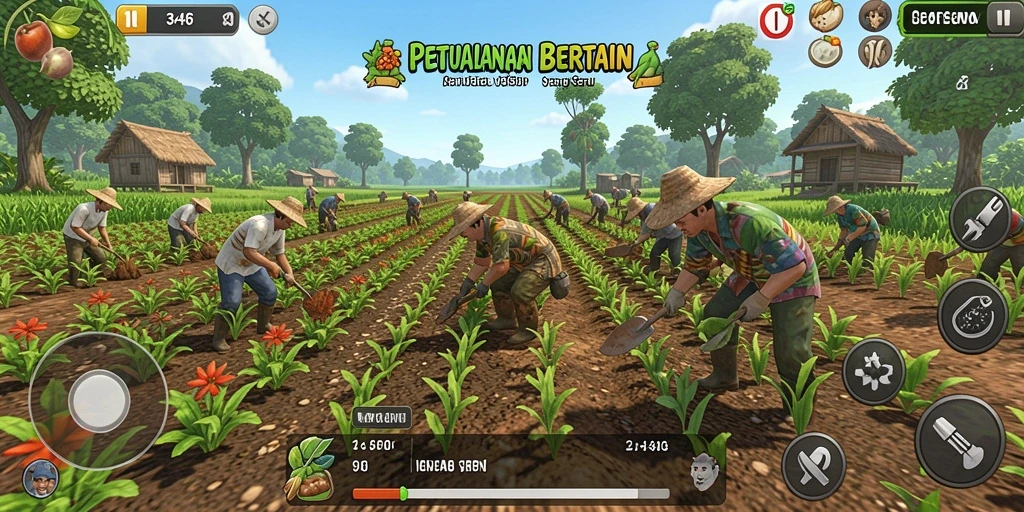 Tangkapan layar permainan 3446 yang menampilkan ladang hijau subur.