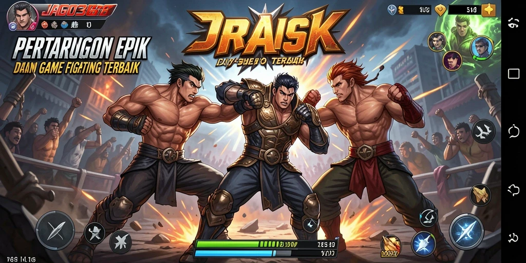 Screenshot JAGO368 yang menampilkan aksi pertarungan seru dan karakter beragam.