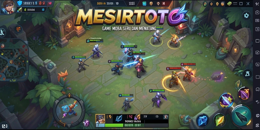 Tangkapan layar gameplay <strong>MESIRTOTO</strong> yang menampilkan aksi seru di arena MOBA.