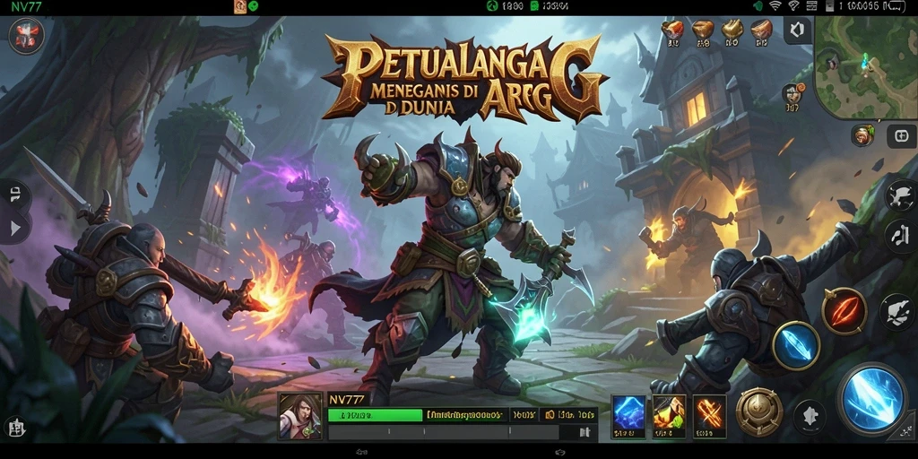 Tampilan gameplay NV77 yang menegangkan dan penuh aksi dalam dunia ARPG.