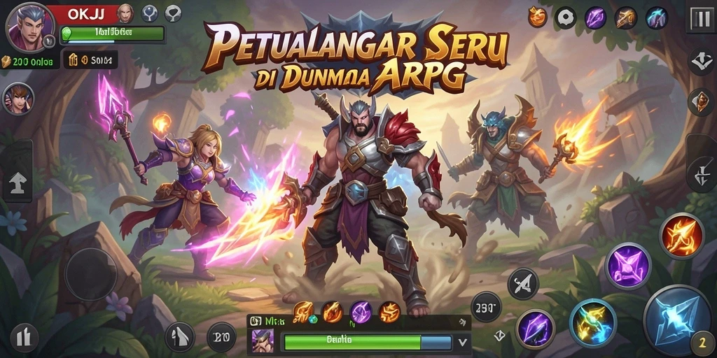 Tampilan gameplay mendebarkan di dunia ARPG yang kaya.