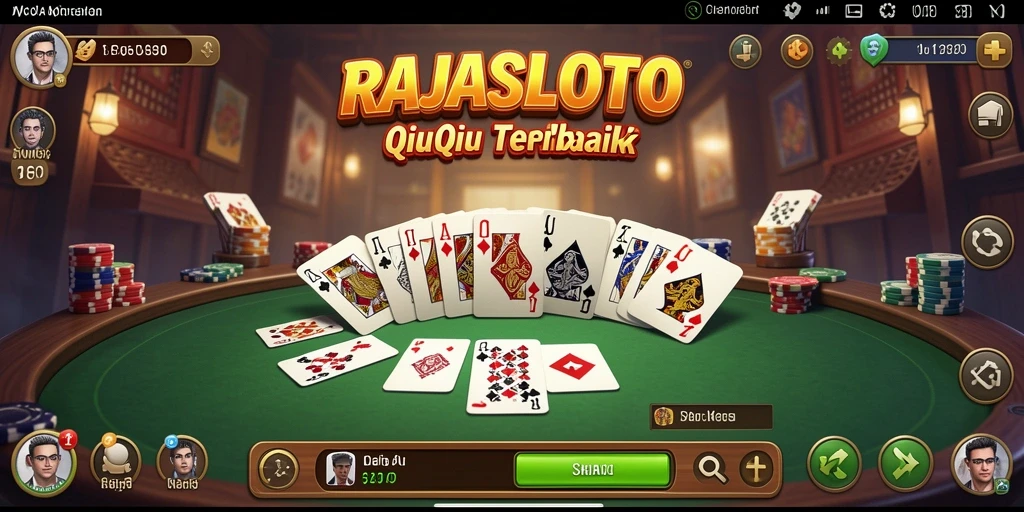 Tampilan gameplay seru RAJASLOTO dengan kartu-kartu QiuQiu.
