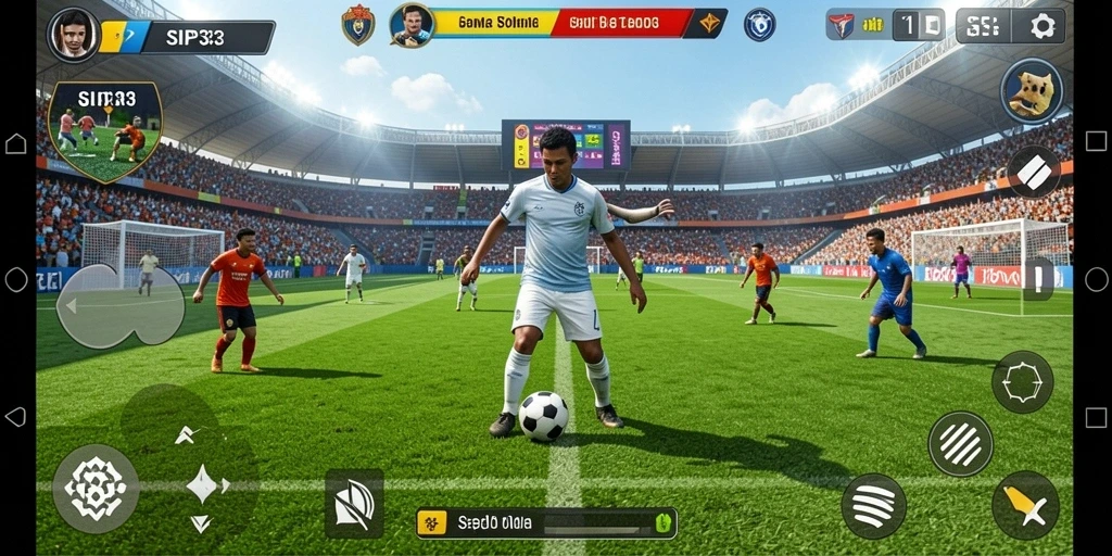 Screenshot utama SIP33 menampilkan aksi seru dalam pertandingan sepak bola.