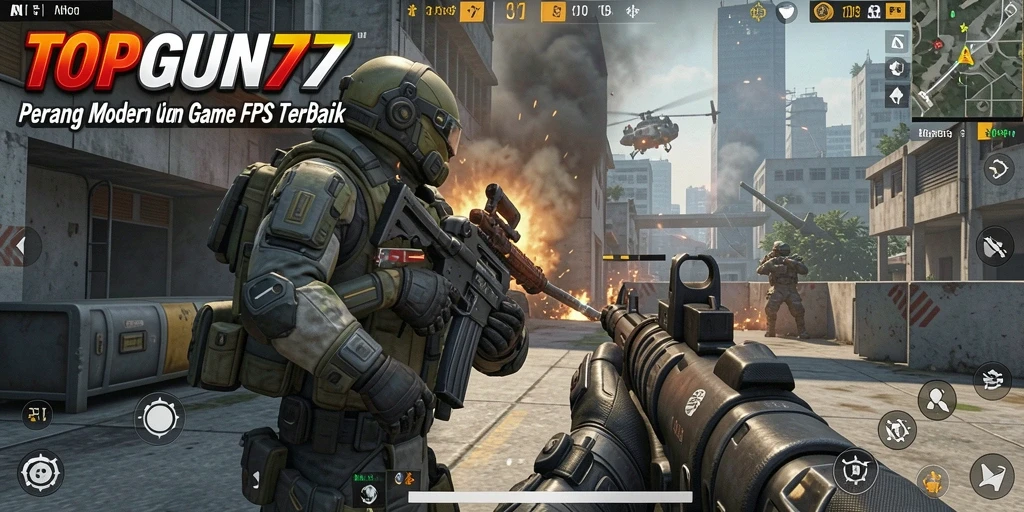 Gambaran gameplay seru dalam TOPGUN77 dengan aksi tembak-menembak cepat.