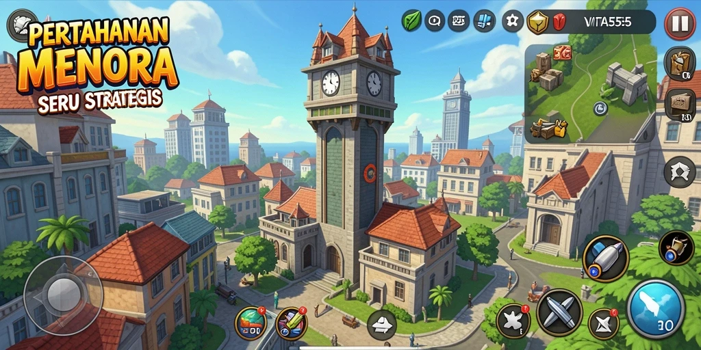 Tampilan gameplay menara pertahanan yang menarik di VITA555.