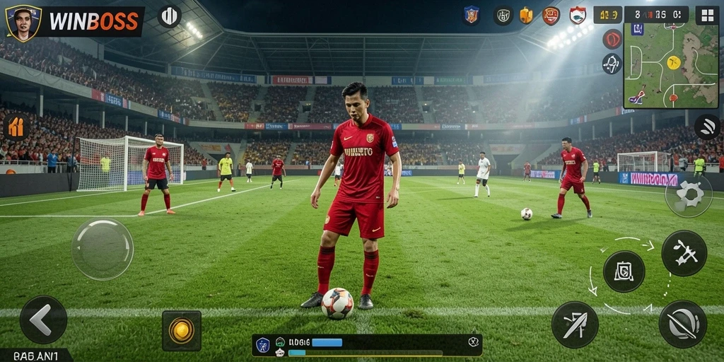 Tampilan gameplay menarik dalam game sepak bola WINBOSS.